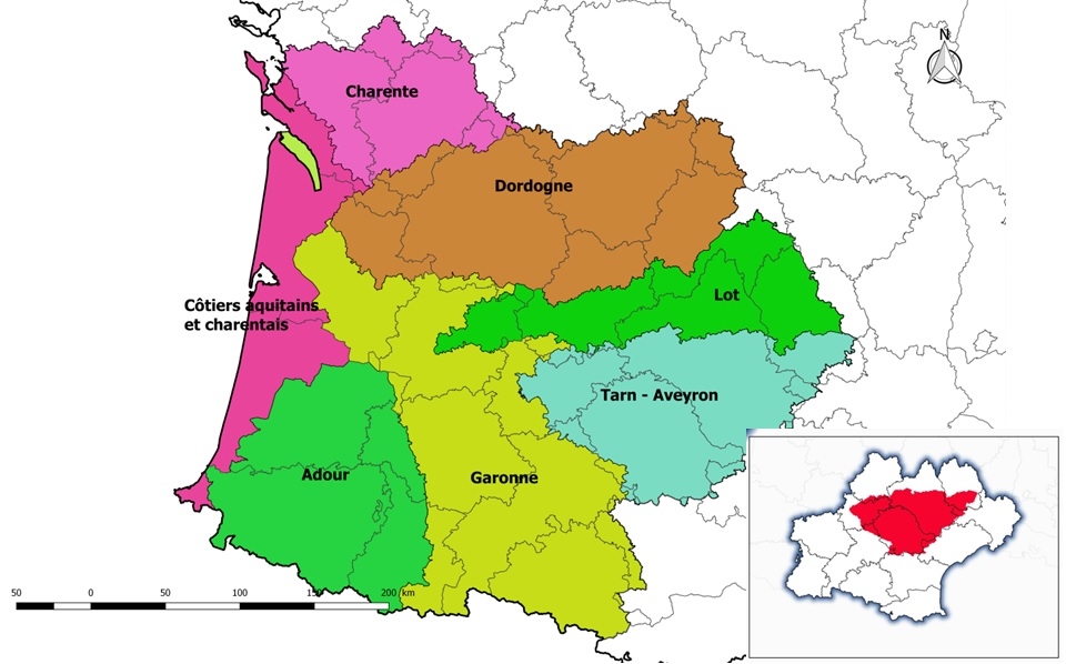 Localisation géographique du bassin Tarn Aveyron